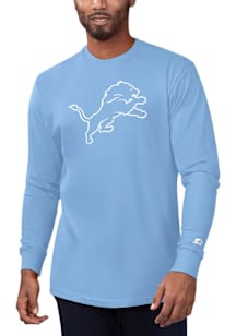 Starter Detroit Lions Light Blue White Logo Outline Long Sleeve T Shirt
