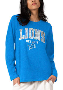 Detroit Lions Womens Blue Foil LS Tee
