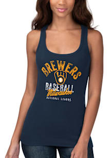 Milwaukee Brewers Womens Navy Blue Pre Season Tank Top