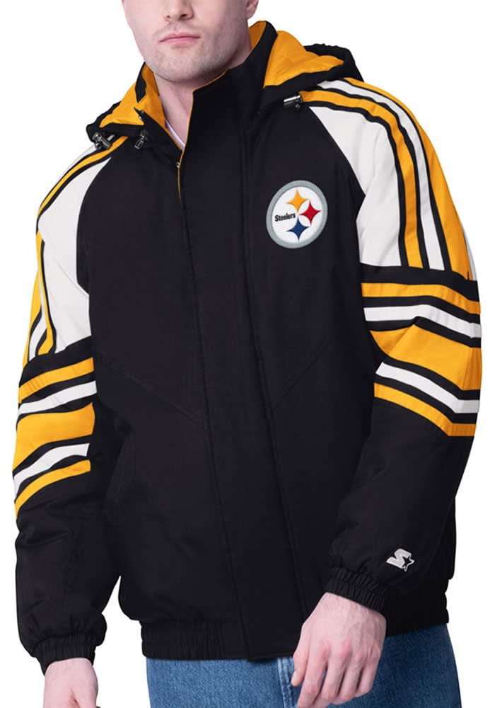 Pittsburgh Steelers Starter ジャケット Pittsburgh Steelers Starter Black Satin Varsity Jacket