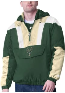 Starter Milwaukee Bucks Mens Green Charger Pullover Jackets