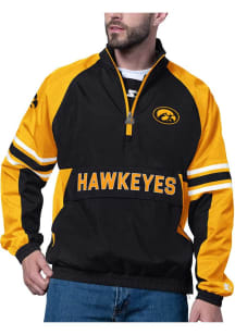 Mens Iowa Hawkeyes Black Starter Prospect Half Zip Pullover Jackets