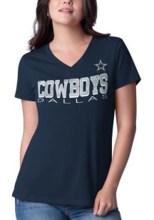 Dallas Cowboys Womens Navy Blue Strategy Short Sleeve T-Shirt