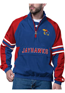 Starter Kansas Jayhawks Mens Blue Prospect Half Zip Pullover Jackets