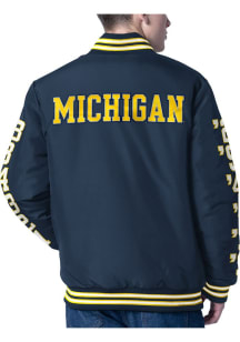 Mens Blue Michigan Wolverines Reverse Lay Up Reversible Commemorative Medium Weight Jacket