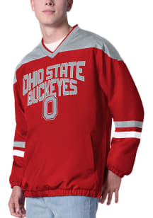 Mens Red Ohio State Buckeyes Arch Mascot Top Player V-Neck Pullover Jackets