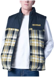 Mens Blue Michigan Wolverines Left Chest Logo Game Plan Reversible Vest