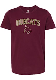 Summit Sportswear Texas State Bobcats Youth Maroon Arch Mascot Short Sleeve T-Shirt