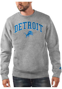 Starter Detroit Lions Mens Grey Arch Name Long Sleeve Crew Sweatshirt