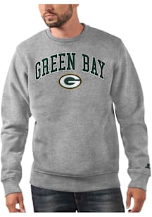 Starter Green Bay Packers Mens Grey Arch Name Long Sleeve Crew Sweatshirt