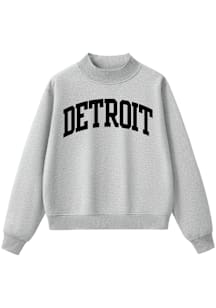 Summit Sportswear Detroit Womens Grey Detroit Mock Neck Crew Sweatshirt