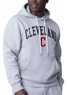 Starter Cleveland Guardians Mens Grey Arch Name Long Sleeve Hoodie
