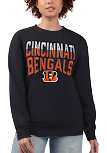 Cincinnati Bengals Womens Black Drop Shoulder Crew Sweatshirt