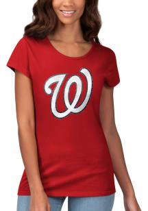 Washington Nationals Womens Red Endzone Short Sleeve T-Shirt