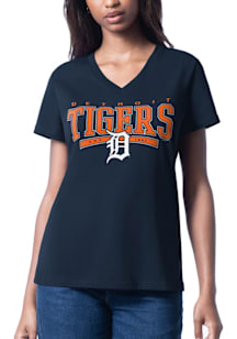 Detroit Tigers Womens Navy Blue Cheer Dance Short Sleeve T-Shirt