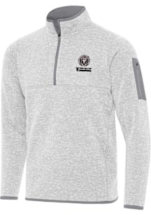 Antigua Inter Miami CF Mens Grey 2025 Cup Champions Fortune Long Sleeve Qtr Zip Pullover