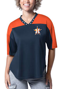Houston Astros Womens Key Plan II Fashion Baseball Jersey - Navy Blue