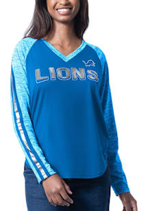 Detroit Lions Womens Blue Top Dog LS Tee