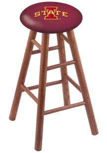 Iowa State Cyclones Round Cushion Oak Pub Stool - Brown