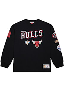 Mitchell and Ness Chicago Bulls Black Training Camp Long Sleeve Fashion T Shirt