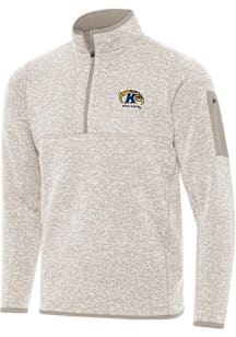 Antigua Kent State Golden Flashes Mens Oatmeal Fortune Long Sleeve Qtr Zip Pullover