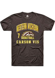 Carson Vis Rally Mens Brown Western Michigan Broncos NIL Arch Logo Player T Shirt