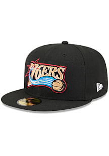 New Era Philadelphia 76ers Mens Black Hardwood Classic 59FIFTY Fitted Hat
