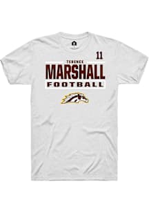Terence Marshall Western Michigan Broncos White Football NIL Stacked Box Short Sleeve Player T Shi..