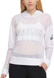DKNY Sport Philadelphia Eagles Womens White Kaitland Hooded Sweatshirt
