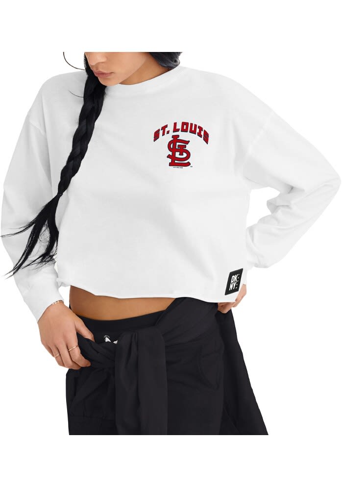 47 St Louis Cardinals Womens White Campus Arch Splitter 3/4 Raglan Long  Sleeve LS Tee