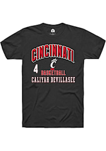 Caliyah DeVillasee Cincinnati Bearcats Black NIL Arch Logo Short Sleeve Player T Shirt