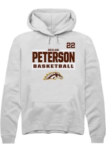 Declan Peterson Rally Mens White Western Michigan Broncos NIL Stacked Box Player Hood