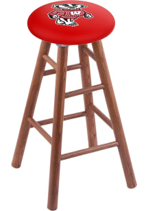 Brown Wisconsin Badgers Mascot Round Cushion Oak Pub Stool