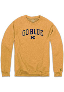 Mens Michigan Wolverines Yellow The Mitten State Go Blue Crew Sweatshirt