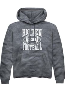 Mens Big Ten Grey Rally Football Arch Hooded Sweatshirt