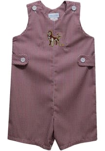 Vive La Fete Bloomsburg University Huskies Baby Maroon Gingham Overalls