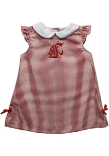Vive La Fete Washington State Cougars Toddler Girls Crimson Gingham Short Sleeve Dress
