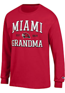 Champion Miami RedHawks Red Est. Date Grandma Jersey Long Sleeve T Shirt