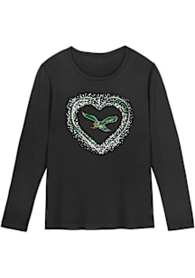 Philadelphia Eagles Girls Black Heart Shot Long Sleeve T-shirt