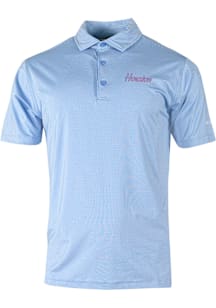 Columbia Houston Cougars Mens Houston Blue Double Hit Short Sleeve Polo