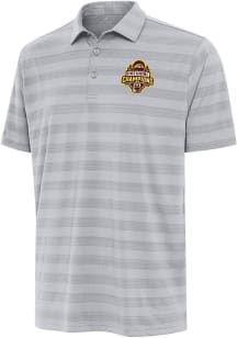 Antigua Western Michigan Broncos Mens Ash 2025 Hockey National Champions Tunnel Short Sleeve Polo