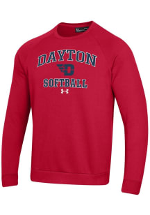 Under Armour Dayton Flyers Mens Red Softball Rival Long Sleeve Crew Sweatshirt