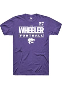 Ben Wheeler Rally Mens Purple K-State Wildcats NIL Stacked Box Player T Shirt