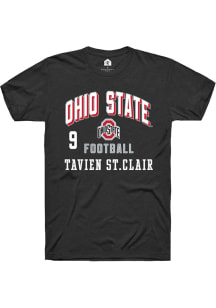 Tavien St. Clair Black Ohio State Buckeyes NIL Arch Logo Short Sleeve T Shirt