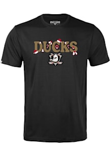 Levelwear Anaheim Ducks Youth Black Richmond Jr Festive Short Sleeve T-Shirt