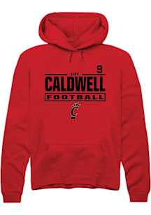 Jeff Caldwell Cincinnati Bearcats Mens Red Football NIL Stacked Box Player Hood