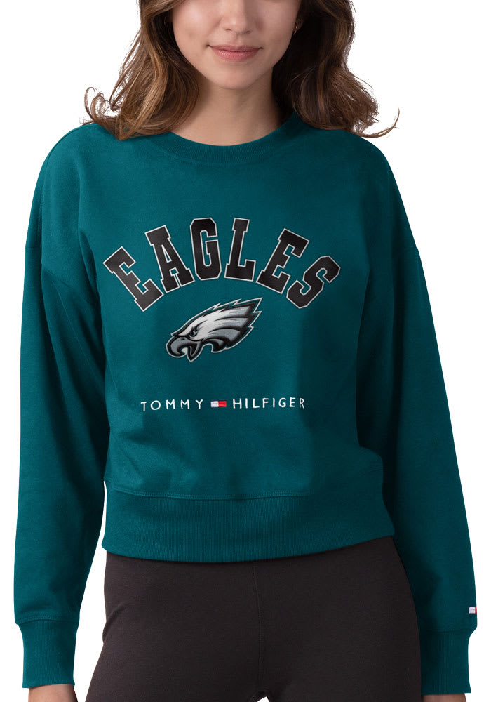 Tommy Hilfiger Philadelphia Eagles Womens Green Crewneck Crew Sweatshirt