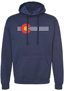 Summit Sportswear Colorado Mens Navy Blue Flag Long Sleeve Hoodie