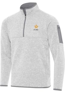 Antigua Army Mens Grey Fortune Long Sleeve Qtr Zip Pullover