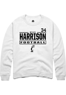 Myles Harrison Cincinnati Bearcats Mens White Football NIL Stacked Box Player Crew
